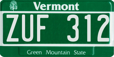 VT license plate ZUF312