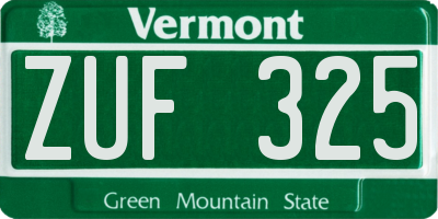 VT license plate ZUF325