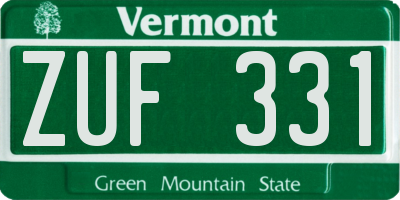 VT license plate ZUF331