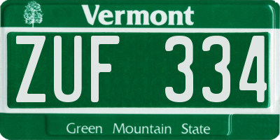 VT license plate ZUF334