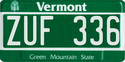 VT license plate ZUF336