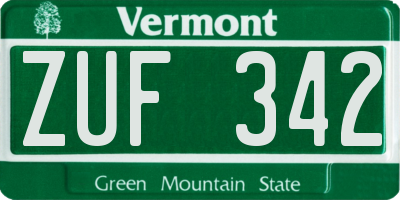 VT license plate ZUF342