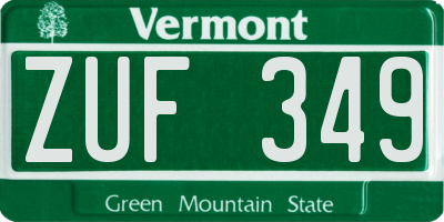 VT license plate ZUF349