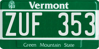 VT license plate ZUF353