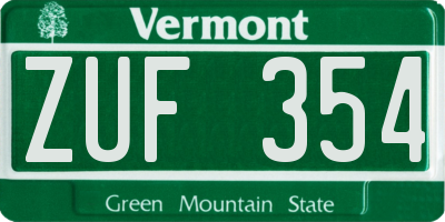 VT license plate ZUF354