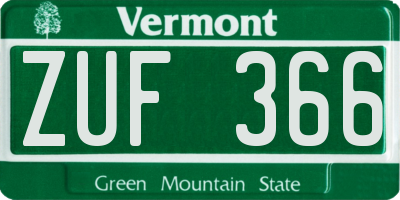 VT license plate ZUF366
