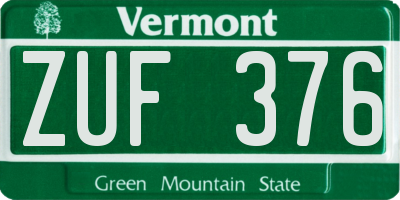 VT license plate ZUF376