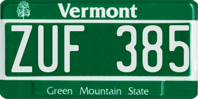 VT license plate ZUF385