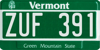 VT license plate ZUF391