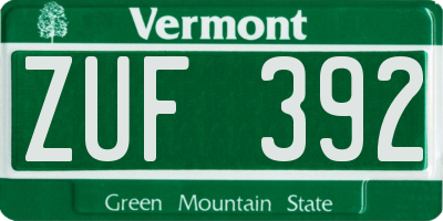 VT license plate ZUF392