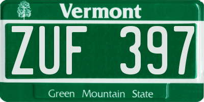 VT license plate ZUF397
