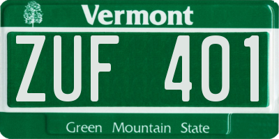 VT license plate ZUF401