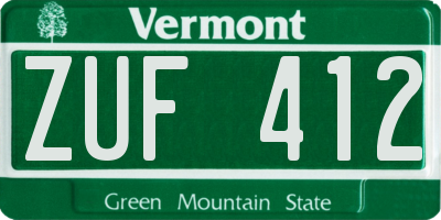 VT license plate ZUF412