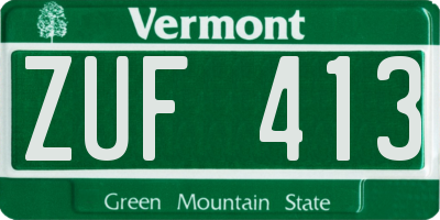 VT license plate ZUF413