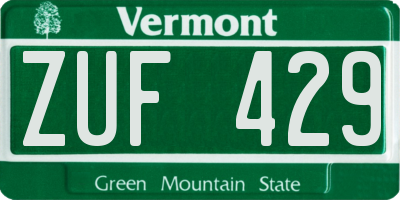 VT license plate ZUF429