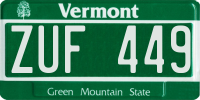 VT license plate ZUF449