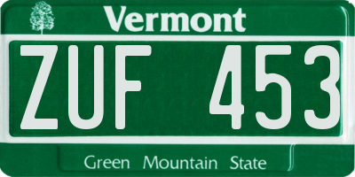 VT license plate ZUF453