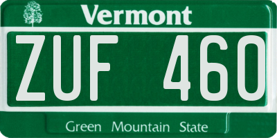 VT license plate ZUF460