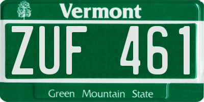 VT license plate ZUF461