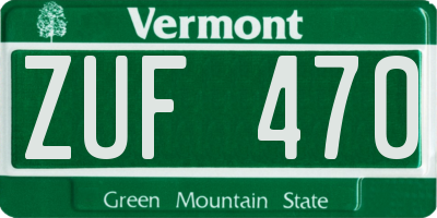VT license plate ZUF470