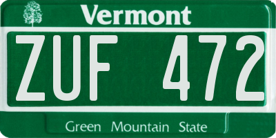 VT license plate ZUF472