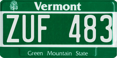 VT license plate ZUF483