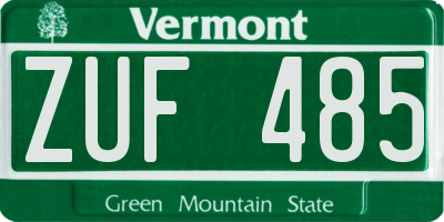 VT license plate ZUF485