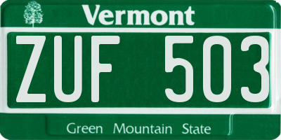 VT license plate ZUF503