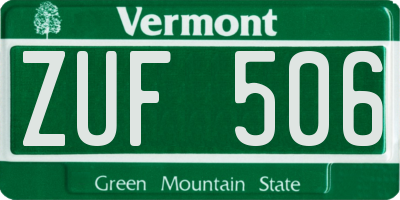 VT license plate ZUF506