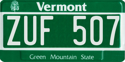 VT license plate ZUF507