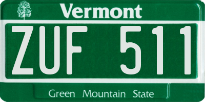 VT license plate ZUF511