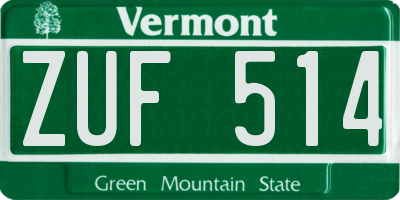 VT license plate ZUF514