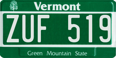 VT license plate ZUF519