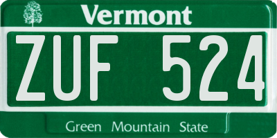 VT license plate ZUF524