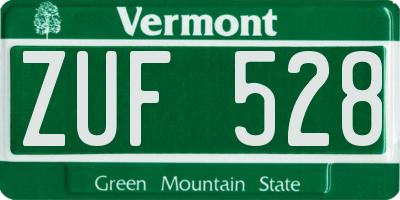 VT license plate ZUF528