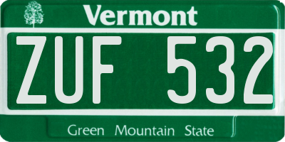 VT license plate ZUF532