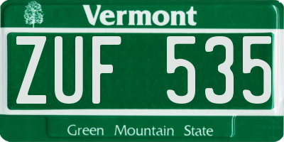 VT license plate ZUF535