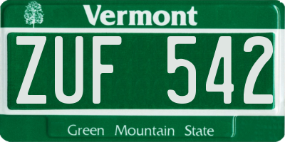 VT license plate ZUF542