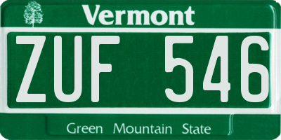 VT license plate ZUF546