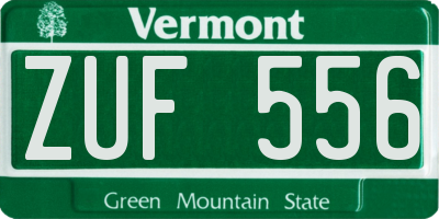 VT license plate ZUF556