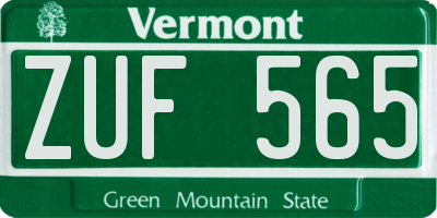 VT license plate ZUF565
