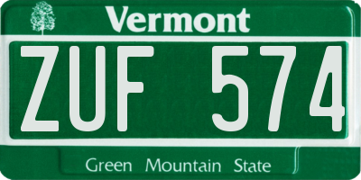 VT license plate ZUF574