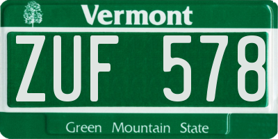 VT license plate ZUF578