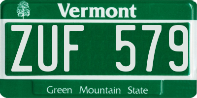 VT license plate ZUF579
