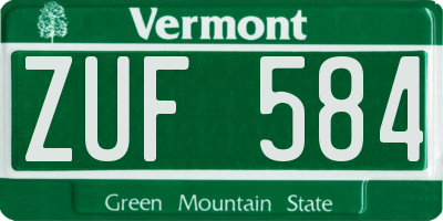 VT license plate ZUF584