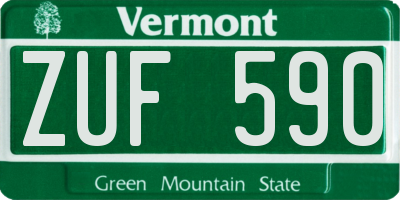 VT license plate ZUF590