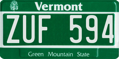 VT license plate ZUF594