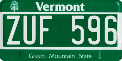 VT license plate ZUF596