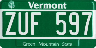 VT license plate ZUF597