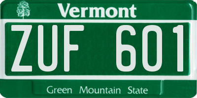 VT license plate ZUF601